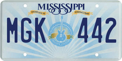 MS license plate MGK442