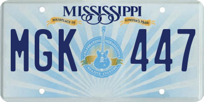 MS license plate MGK447