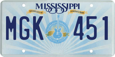 MS license plate MGK451