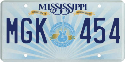 MS license plate MGK454