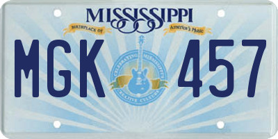 MS license plate MGK457