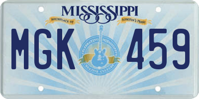 MS license plate MGK459