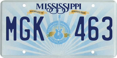 MS license plate MGK463