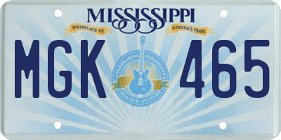 MS license plate MGK465