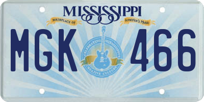 MS license plate MGK466