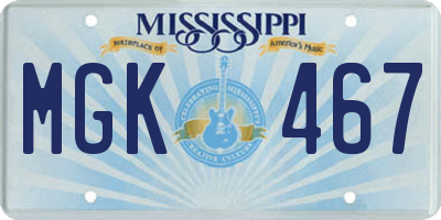 MS license plate MGK467