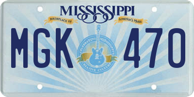 MS license plate MGK470