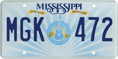 MS license plate MGK472