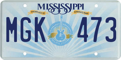 MS license plate MGK473