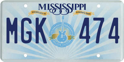 MS license plate MGK474