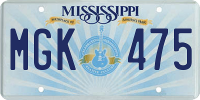 MS license plate MGK475