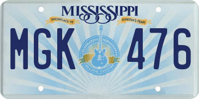 MS license plate MGK476