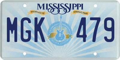 MS license plate MGK479