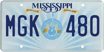 MS license plate MGK480