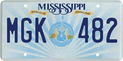 MS license plate MGK482