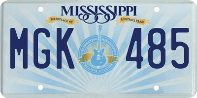 MS license plate MGK485