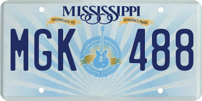 MS license plate MGK488