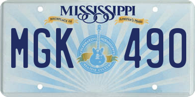 MS license plate MGK490