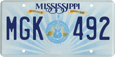 MS license plate MGK492