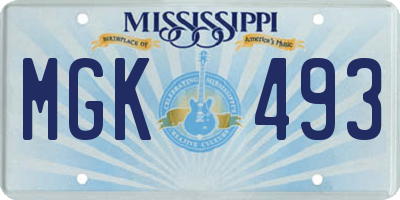 MS license plate MGK493