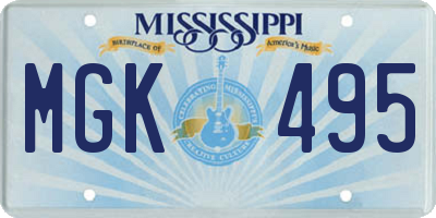 MS license plate MGK495
