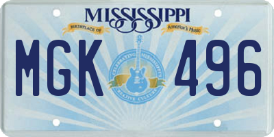 MS license plate MGK496