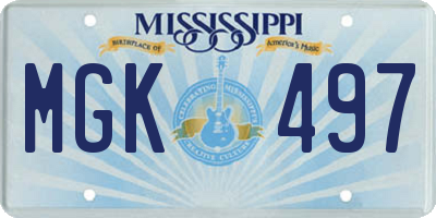 MS license plate MGK497