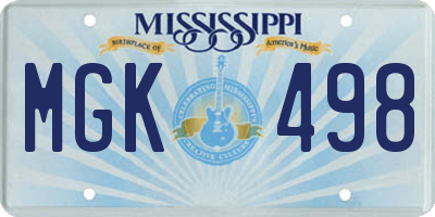 MS license plate MGK498
