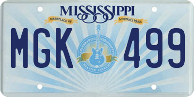 MS license plate MGK499