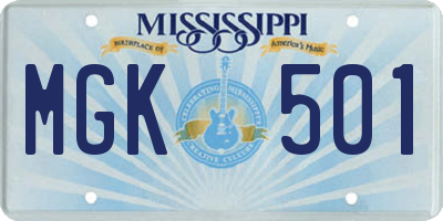 MS license plate MGK501