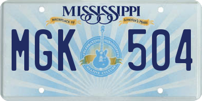 MS license plate MGK504