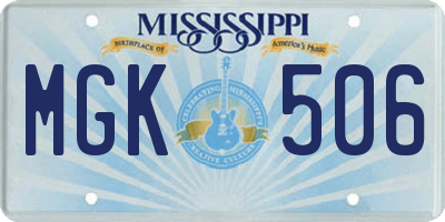 MS license plate MGK506