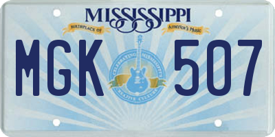 MS license plate MGK507