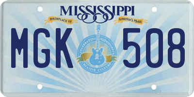 MS license plate MGK508