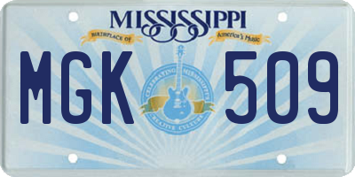 MS license plate MGK509