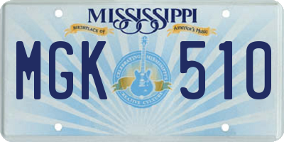 MS license plate MGK510