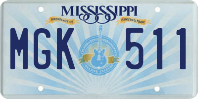 MS license plate MGK511