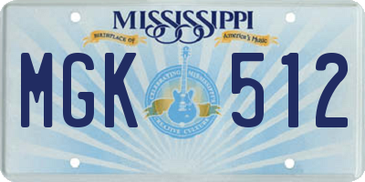 MS license plate MGK512
