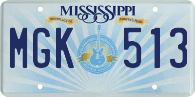 MS license plate MGK513