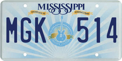 MS license plate MGK514