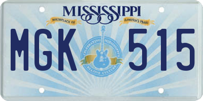 MS license plate MGK515