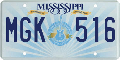 MS license plate MGK516