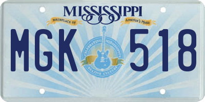 MS license plate MGK518