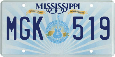 MS license plate MGK519