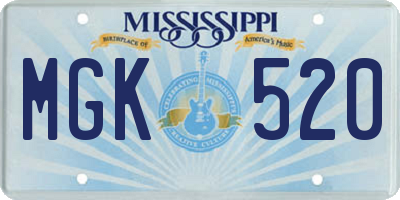 MS license plate MGK520