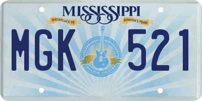 MS license plate MGK521