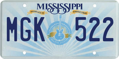 MS license plate MGK522
