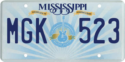 MS license plate MGK523