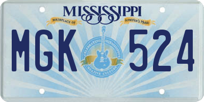 MS license plate MGK524