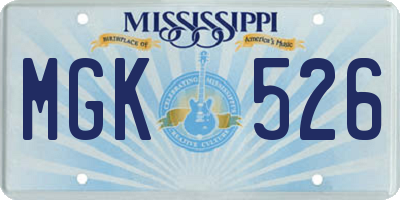 MS license plate MGK526